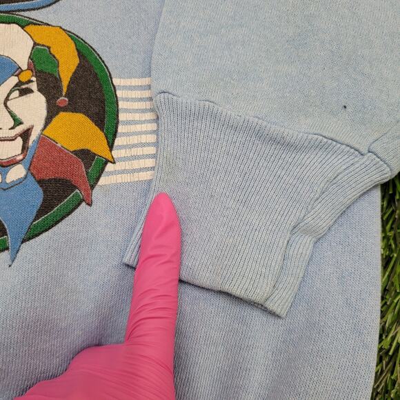 Vintage New-Orleans Sweatshirt Womens L 21x22 Boxy Mardi-Gras Mask - Picture 3 of 14